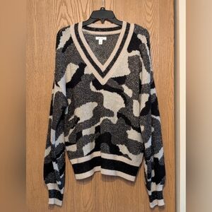 Women's Black and Tan Camouflage Sweater With Sparkle From Nine West